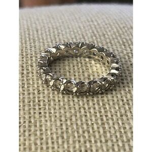 DK Sterling Silver 925 Designer Signed Clear Stones Band Ring Size 8.5 #493